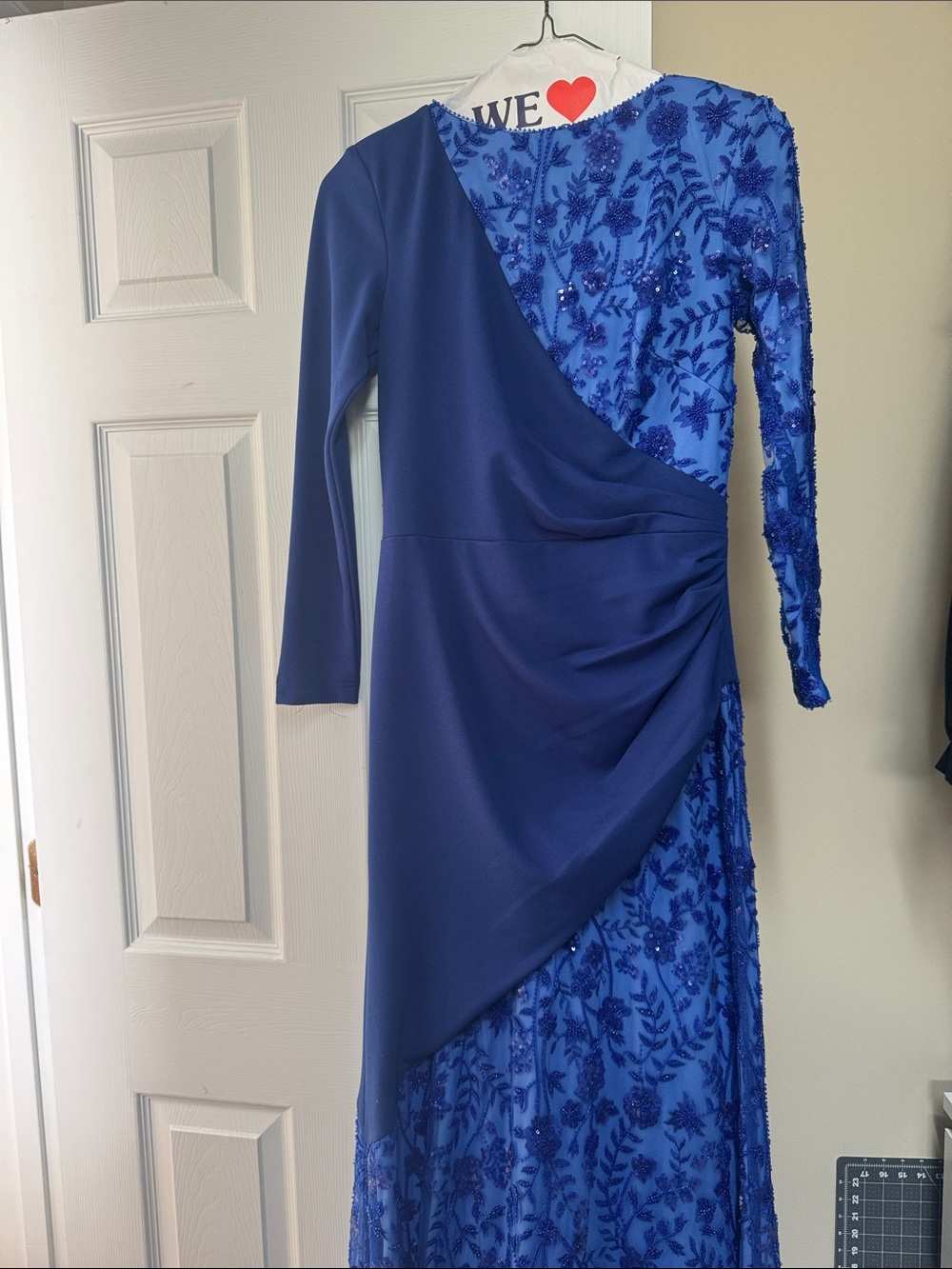 Elegant Royal Blue Draped Evening Dress